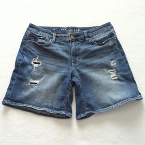 White House Black Market WHBM  Distressed Girlfriend Blue Jean Shorts Size 8
